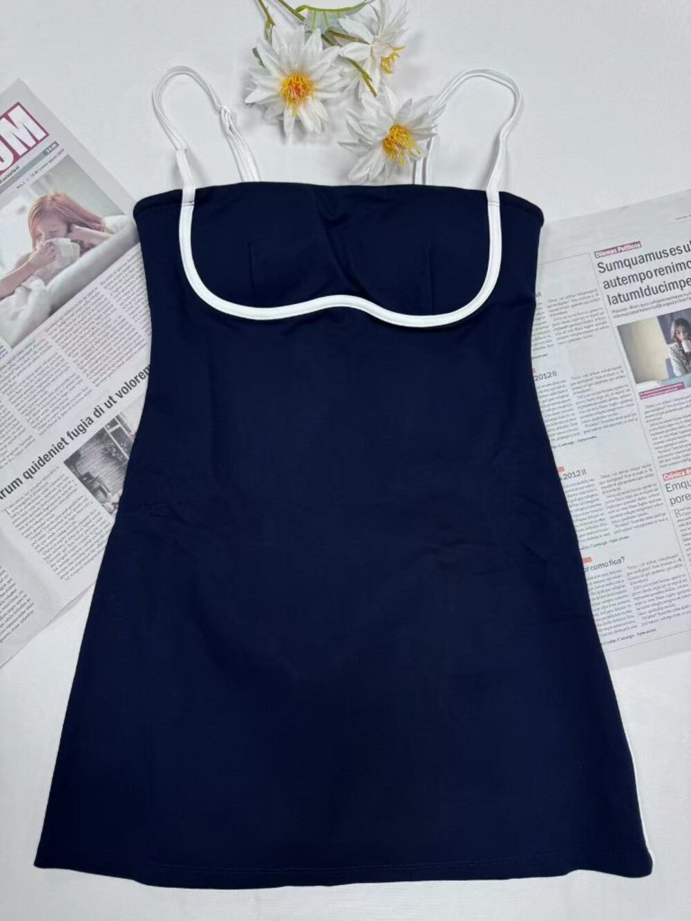 NWT🌷  Alo Yoga Airbrush Streamlined Dress Navy Ivory Tennis Activewear Dress 👏